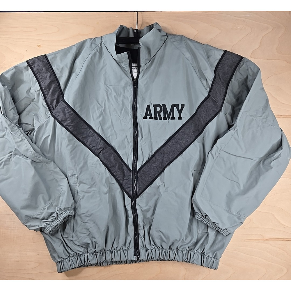 US Army Military Gray Reflective IPFU Physical Fitness Jacket Large Regular